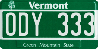 VT license plate ODY333