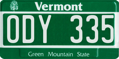VT license plate ODY335
