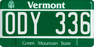 VT license plate ODY336