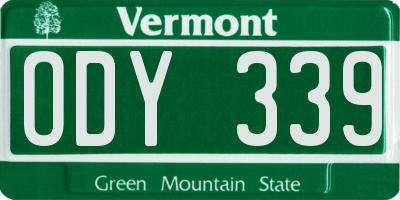 VT license plate ODY339