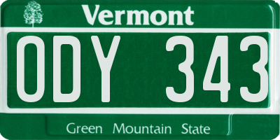 VT license plate ODY343