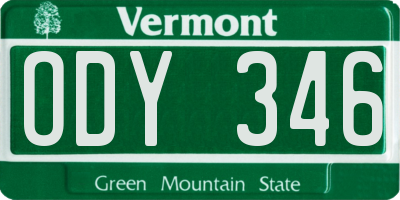 VT license plate ODY346