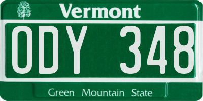 VT license plate ODY348