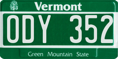 VT license plate ODY352