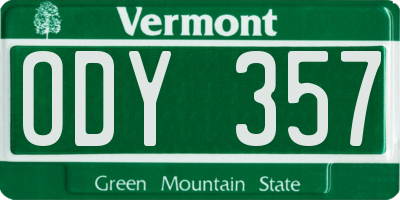 VT license plate ODY357