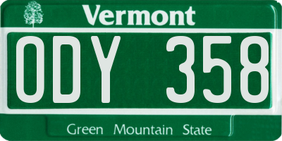VT license plate ODY358