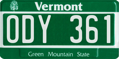 VT license plate ODY361