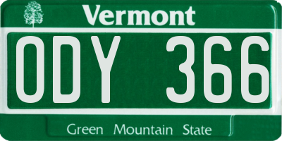 VT license plate ODY366