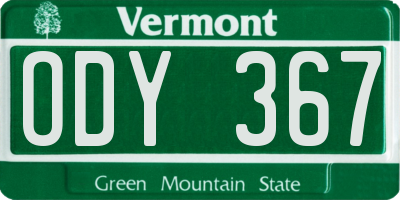 VT license plate ODY367