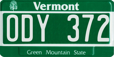 VT license plate ODY372