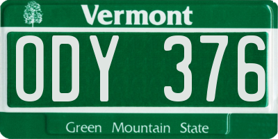 VT license plate ODY376