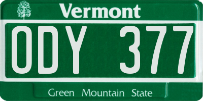 VT license plate ODY377