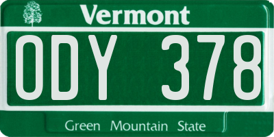 VT license plate ODY378