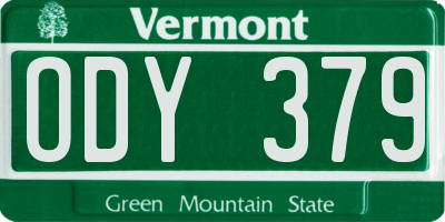 VT license plate ODY379