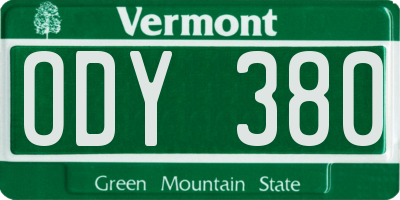 VT license plate ODY380