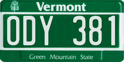VT license plate ODY381