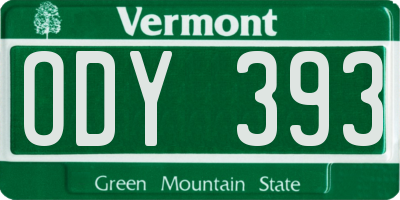 VT license plate ODY393