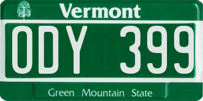 VT license plate ODY399