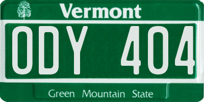 VT license plate ODY404