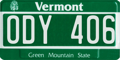 VT license plate ODY406