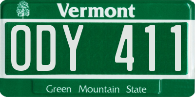 VT license plate ODY411