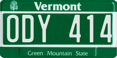 VT license plate ODY414