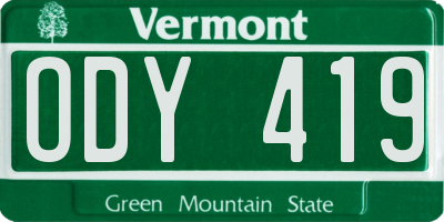 VT license plate ODY419