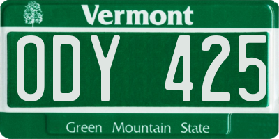 VT license plate ODY425
