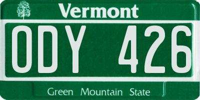 VT license plate ODY426