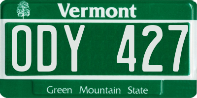 VT license plate ODY427