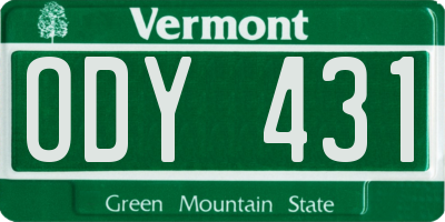 VT license plate ODY431