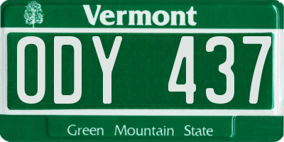 VT license plate ODY437