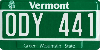 VT license plate ODY441