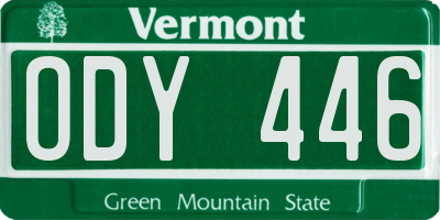 VT license plate ODY446