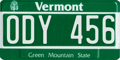 VT license plate ODY456