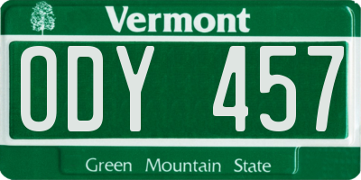 VT license plate ODY457