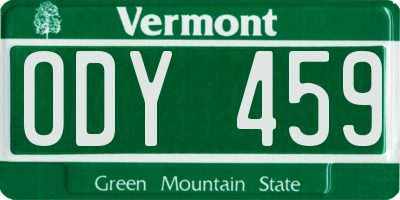 VT license plate ODY459
