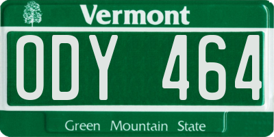 VT license plate ODY464