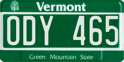 VT license plate ODY465
