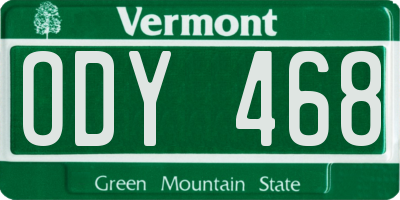 VT license plate ODY468