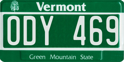 VT license plate ODY469