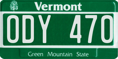 VT license plate ODY470