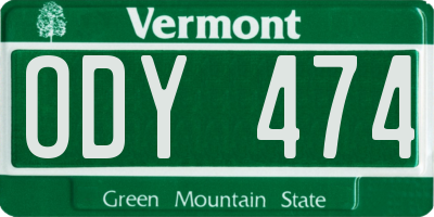 VT license plate ODY474