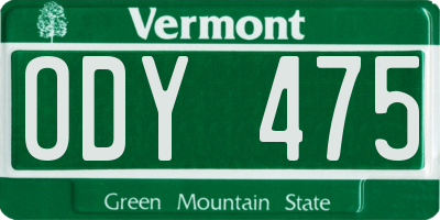 VT license plate ODY475