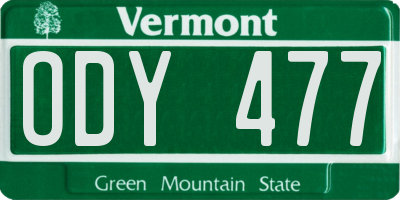 VT license plate ODY477