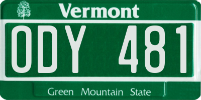 VT license plate ODY481