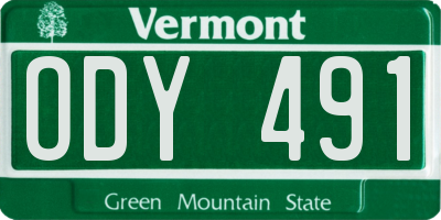 VT license plate ODY491