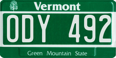 VT license plate ODY492