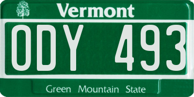 VT license plate ODY493