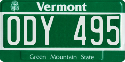 VT license plate ODY495